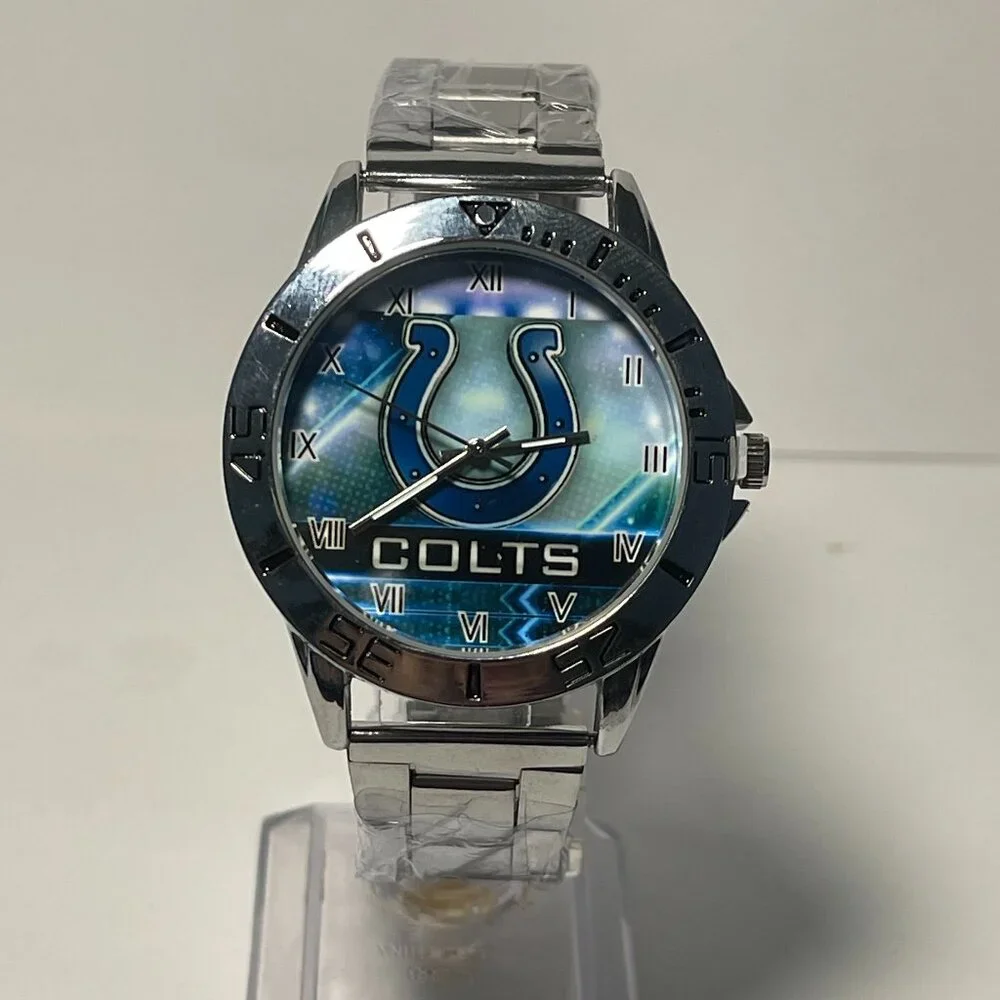 Indianapolis Colts NFL Team Logo Men's Stainless-Steel Silver Watch NEW